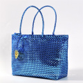 Woven Novelty Tote Women Shopping Purse PVC Man Made Handbag